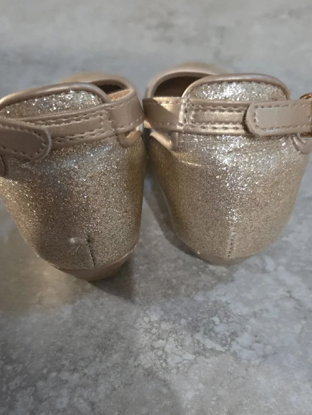 Kids Sparkle Ankle-Strap Flats in Rose Gold